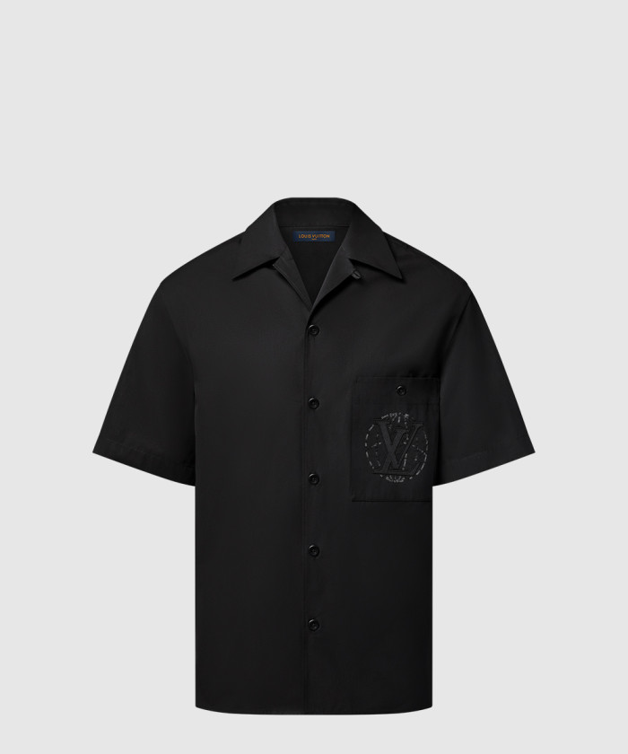 루이비통 엠브로이더드 쇼트 슬리브드 코튼 셔츠 1AHCHE
