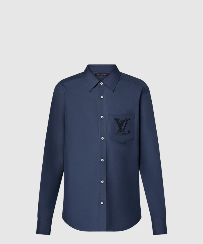 루이비통 엠브로이더드 롱 슬리브드 코튼 셔츠 1AFRMJ