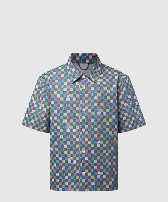 루이비통 다미에 샴브레이 쇼트 슬리브드 셔츠 1AHCII