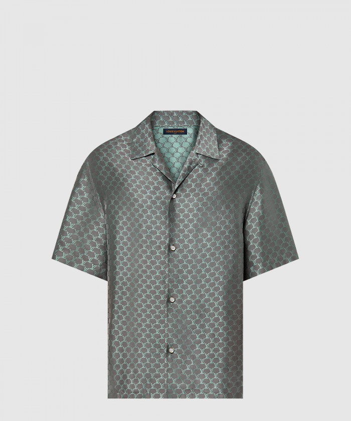 루이비통 쇼트 슬리브드 자카드 실크 블렌드 셔츠 1AFRMA