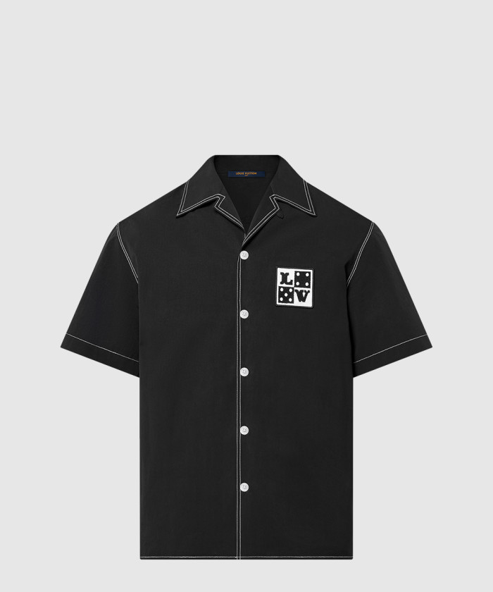 루이비통 엠브로이더드 쇼트 슬리브드 코튼 셔츠 1AFWTU