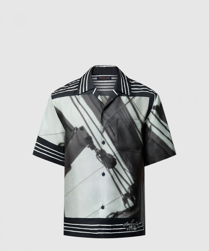 루이비통 프린티드 쇼트 슬리브드 실크 셔츠 1AFVTQ