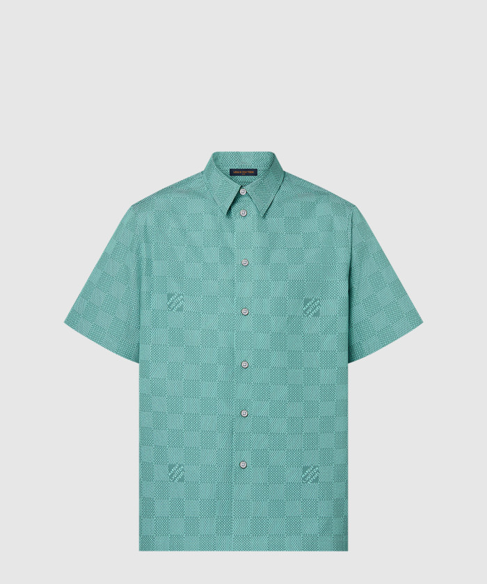 루이비통 프린티드 쇼트 슬리브드 코튼 셔츠 1AFQXY