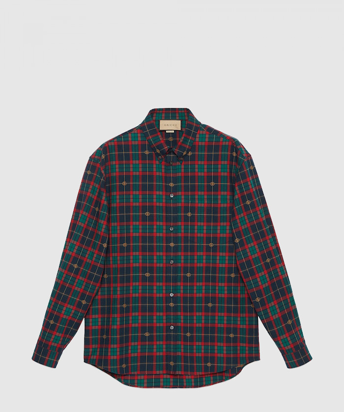 구찌 더블 G 타탄 코튼 셔츠 770439