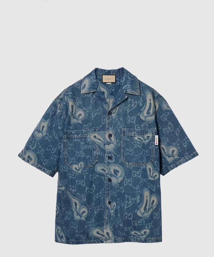 구찌 GG 리퀴드 하트 데님 셔츠 783811