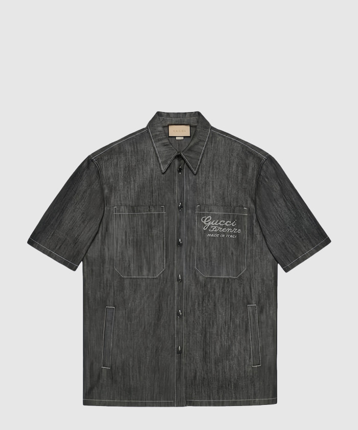 구찌 자카드 디테일 데님 셔츠 782396