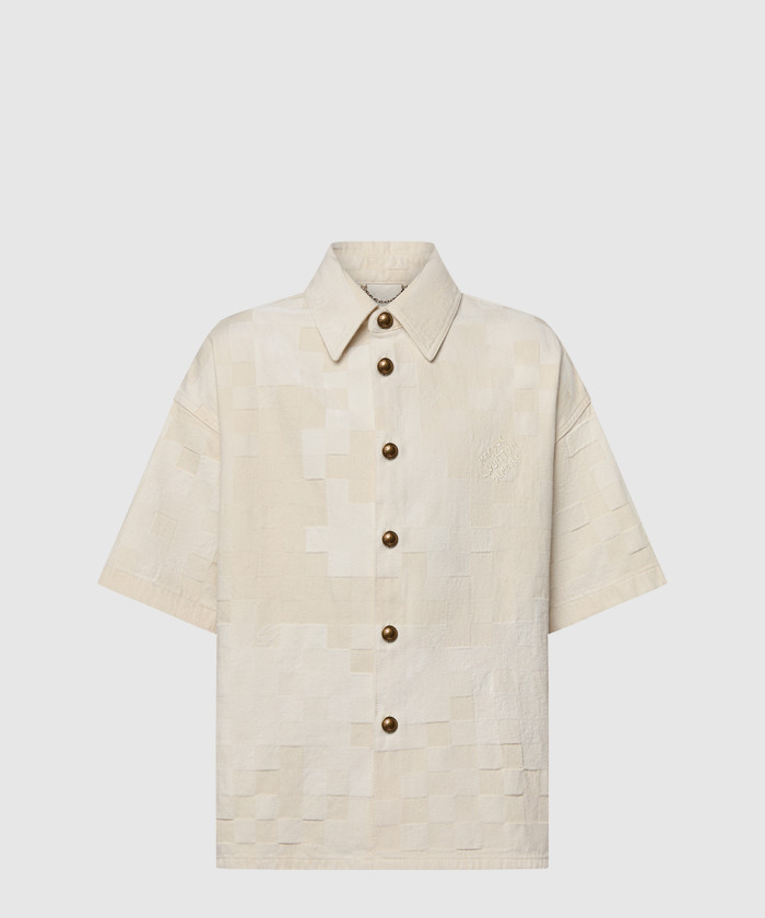 루이비통 다미에 쇼트 슬리브드 데님 셔츠 1AFQZO