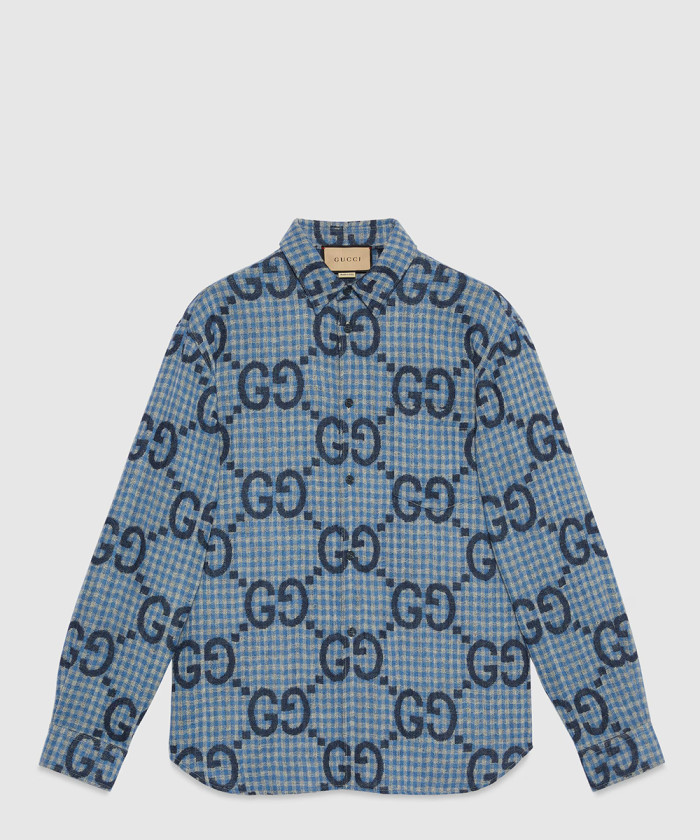 구찌 점보 GG 체크 울 셔츠 770438