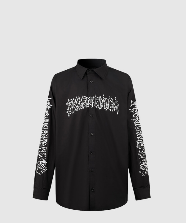 발렌시아가 로고 프린트 셔츠 톱