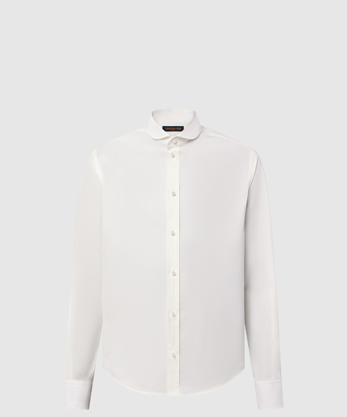 루이비통 피티드 롱 슬리브드 코튼 셔츠 위드 펄 버튼 1AFJE4