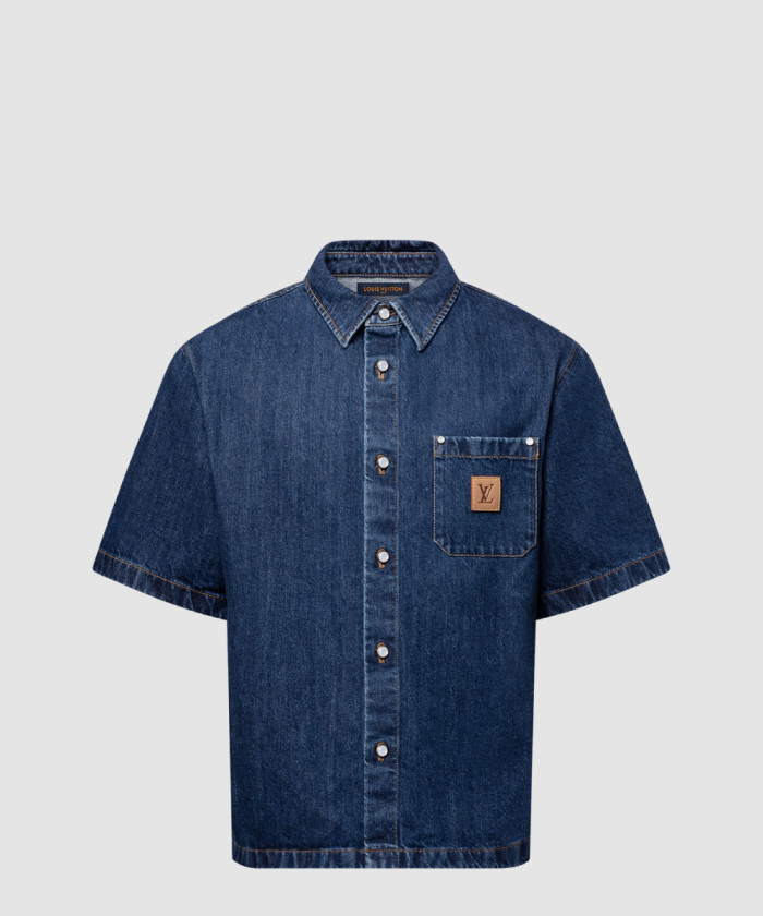 루이비통 시그니처 데님 쇼트 슬리브드 셔츠 1AHDMQ