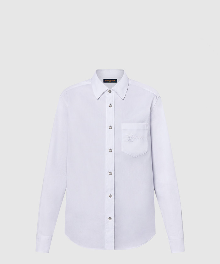 루이비통 엠브로이더드 롱 슬리브드 코튼 셔츠 1AFRMT