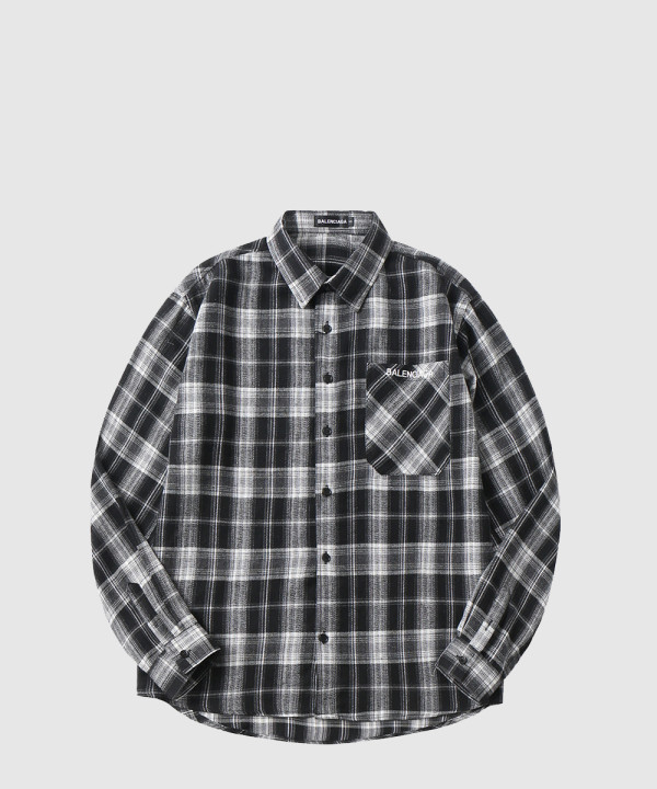 발렌시아가 체크 셔츠 코트