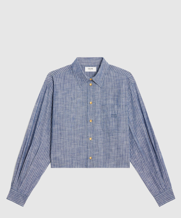 셀린느 크롭 셔츠 스트라이프 코튼 2T3601