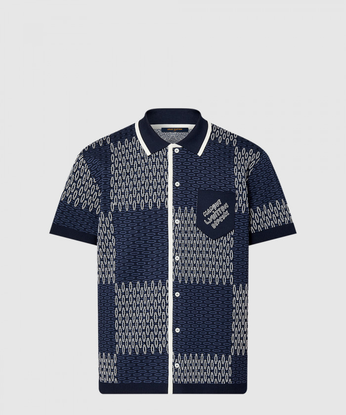 루이비통 다미에 자카드 쇼트 슬리브드 코튼 저지 셔츠 1AFXS5