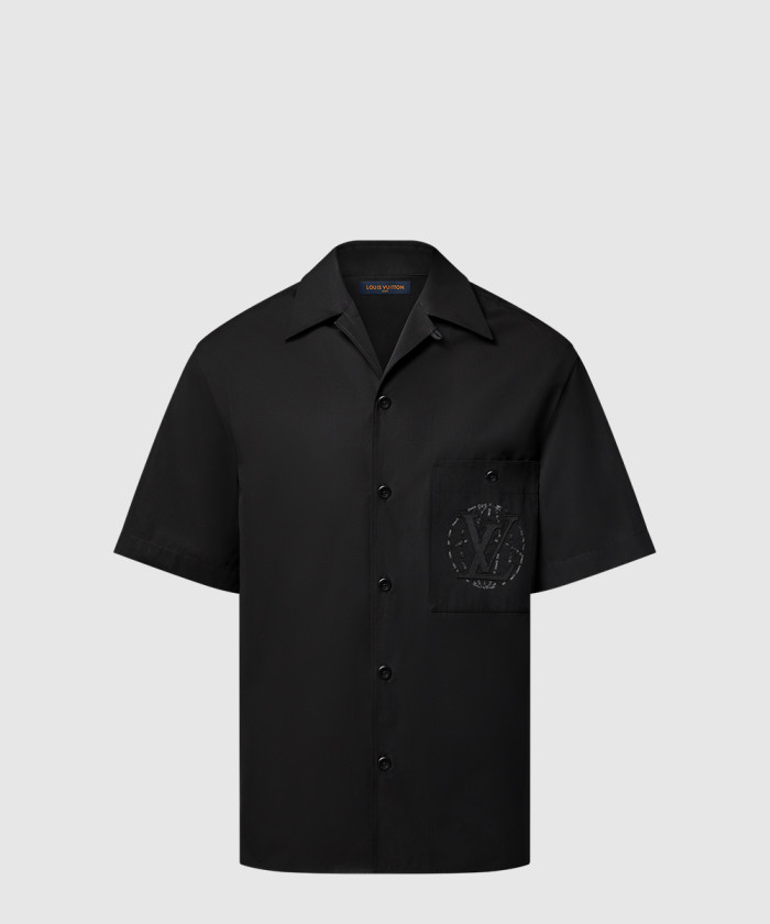 루이비통 엠브로이더드 쇼트 슬리브드 코튼 셔츠 1AHCHE