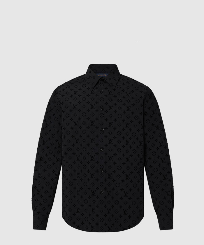 루이비통 엠브로이더드 롱 슬리브드 코튼 셔츠 1A979D