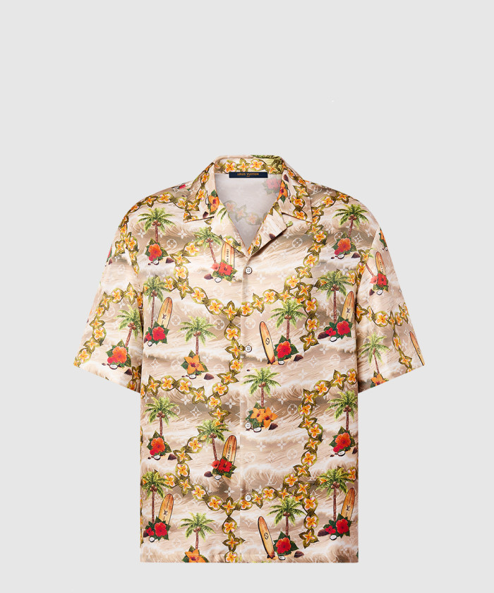 루이비통 모노그램 쇼트 슬리브드 실크 셔츠 1AFQYR