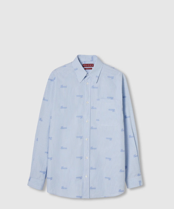 구찌 자수 스트라이프 코튼 셔츠 814715