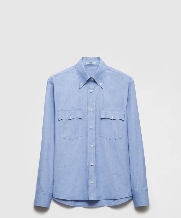 프라다 포플린 셔츠 사파이어 P437H1