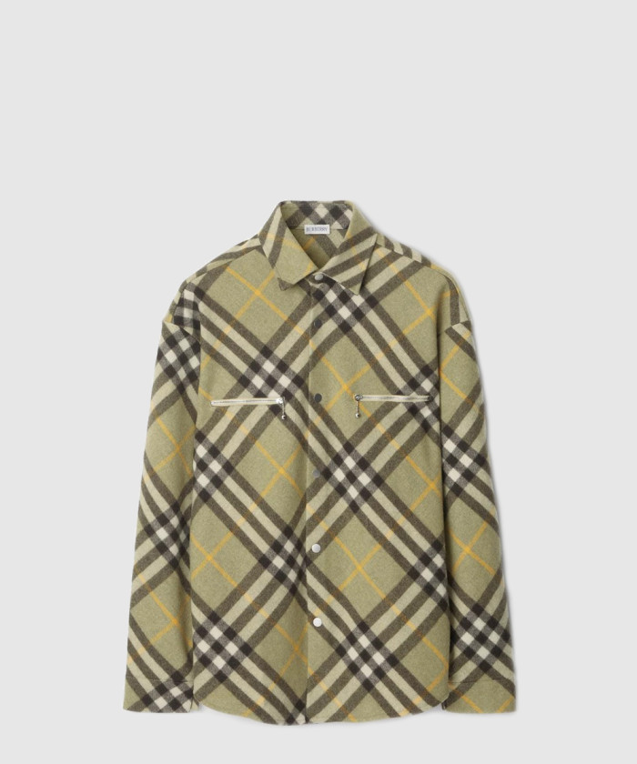 버버리 체크 울 블렌드 오버셔츠 80764701