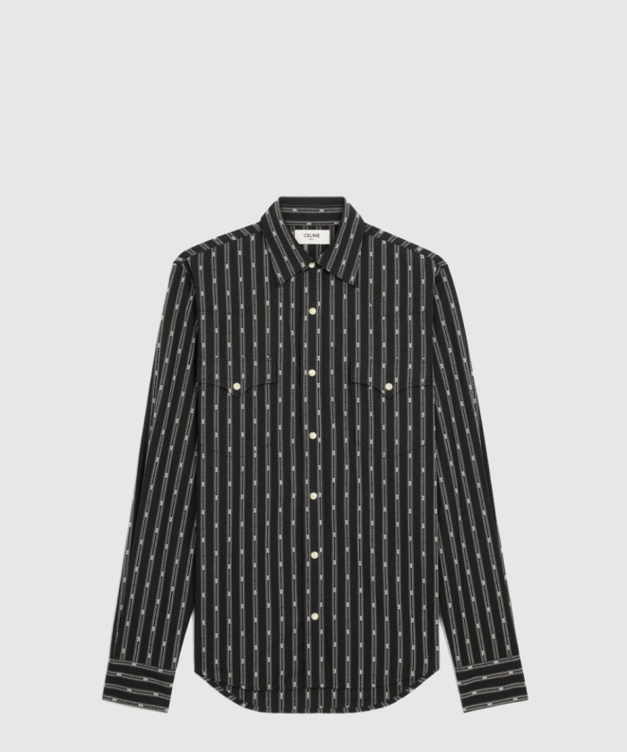 셀린느 웨스턴 셔츠 트리옹프 스트라이프 코튼 2T3610