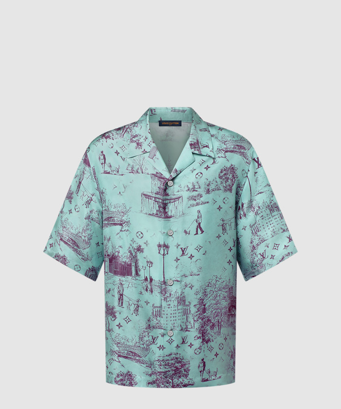 루이비통 프린티드 쇼트 슬리브드 실크 셔츠 1AGJO6