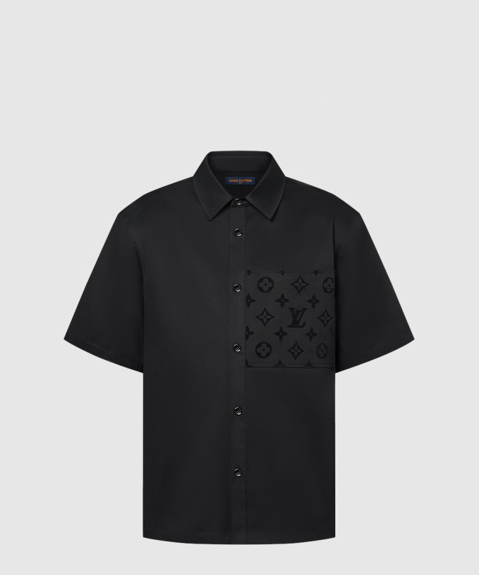 루이비통 플록드 쇼트 슬리브드 코튼 셔츠 1AFR05