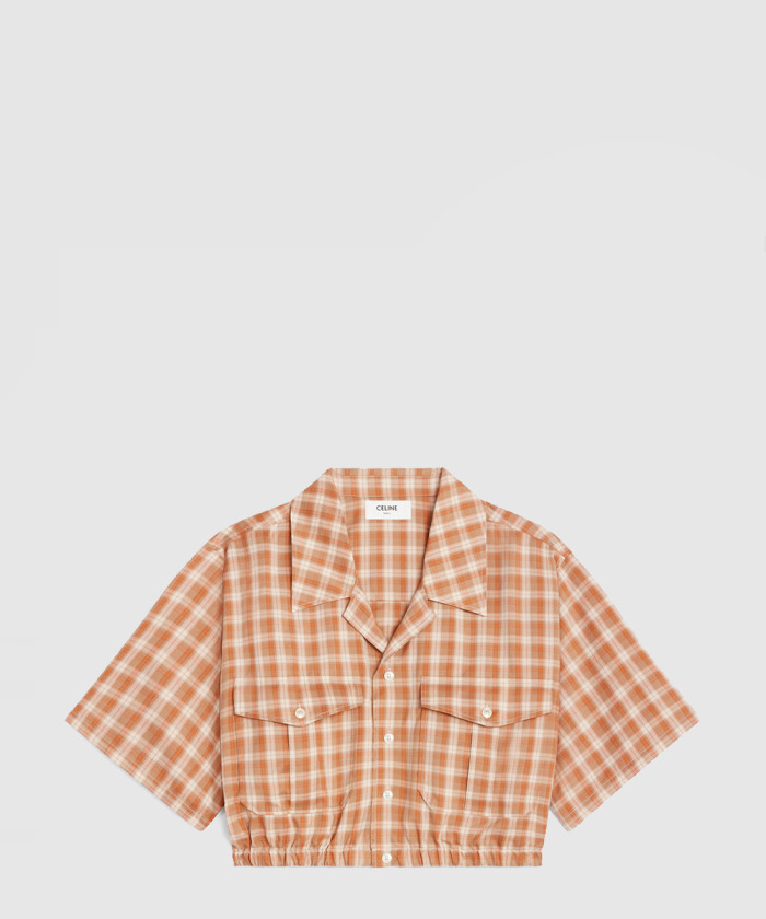 셀린느 체크 실크 크롭 셔츠 2C51B7