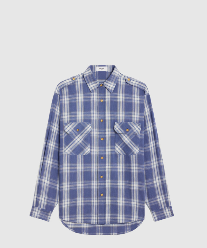 셀린느 코튼 체크무늬 오버셔츠 2C50A6
