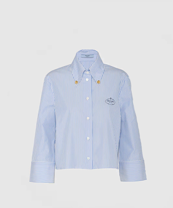 프라다 자수 포플린 셔츠 P495GR