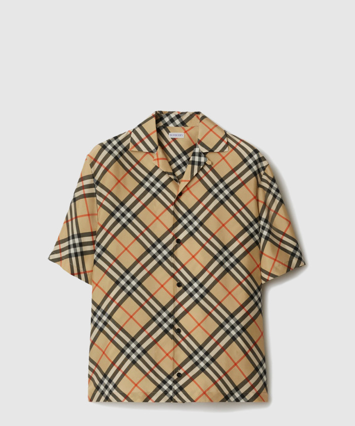 버버리 오버사이즈 체크 실크 셔츠 80912021