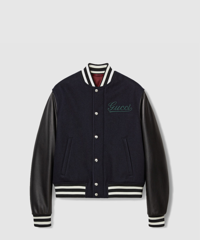 구찌 울 레더 바시티 자켓 794814