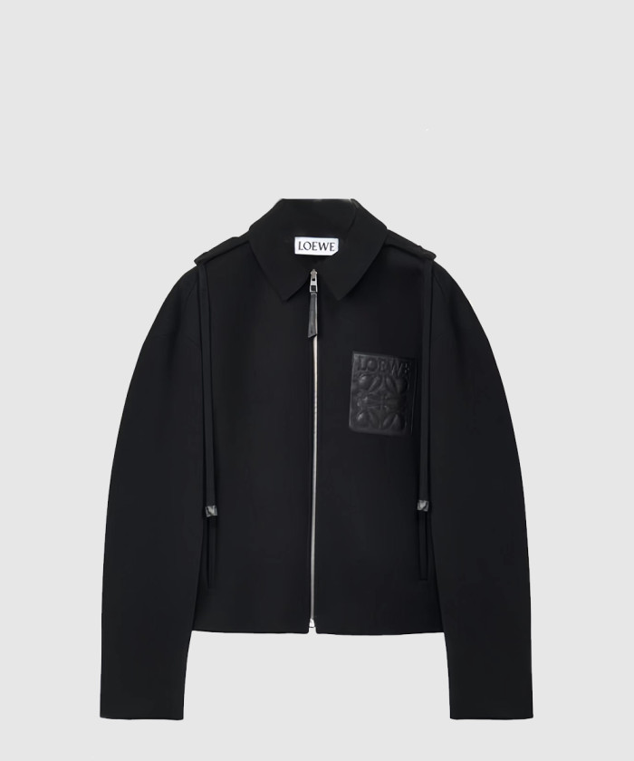 로에베 아나그램 레더 포켓 울 자켓