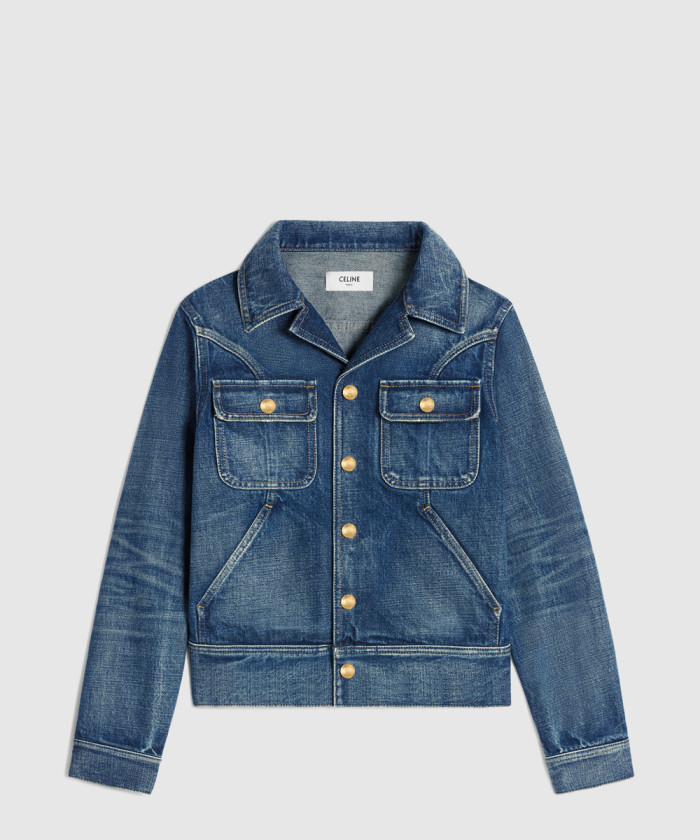 셀린느 트러커 재킷 다크 유니언 워시 데님 2Q8273