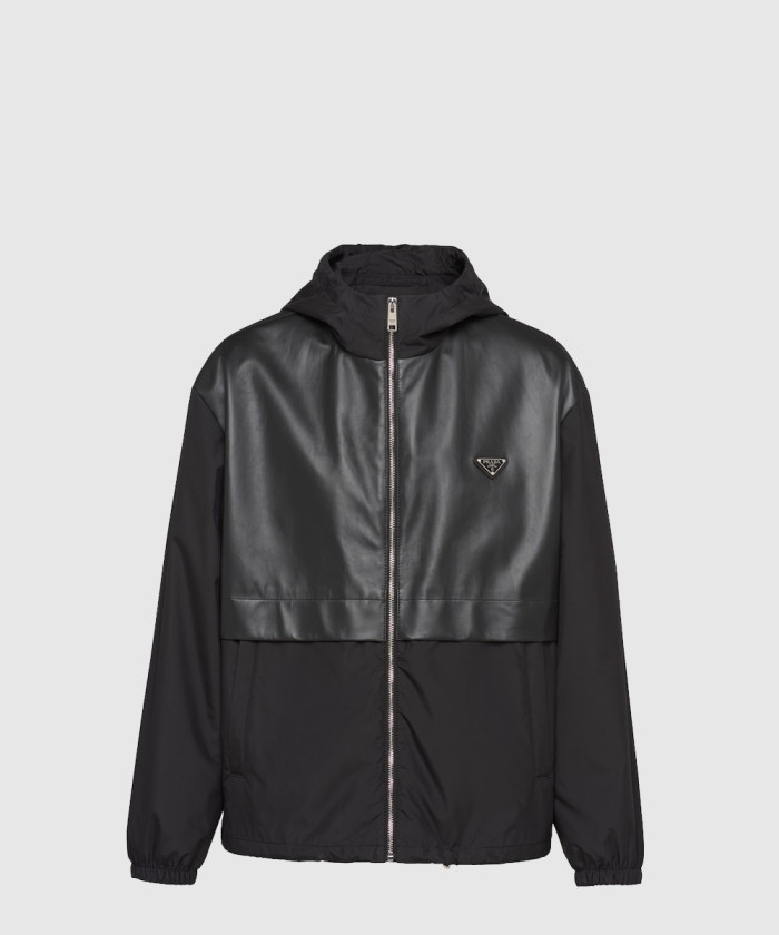 프라다 실크 및 가죽 블루종 재킷 SGC551