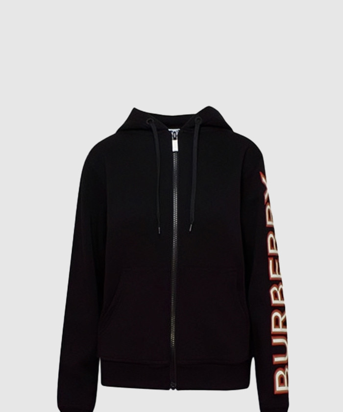 버버리 로고 프린트 코튼 오버사이즈 후드 집업 재킷 80366911