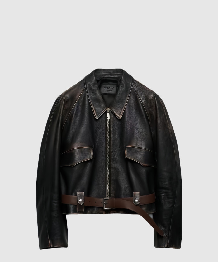 프라다 가죽 블루종 재킷 58A170