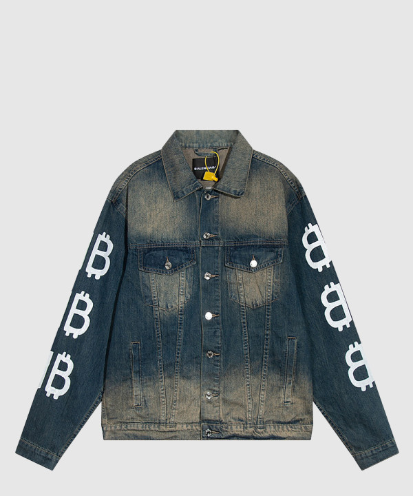 발렌시아가 로고 프린트 버튼 데님 자켓
