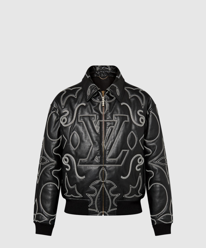 루이비통 자수 가죽 봄버 재킷 1AFXHJ