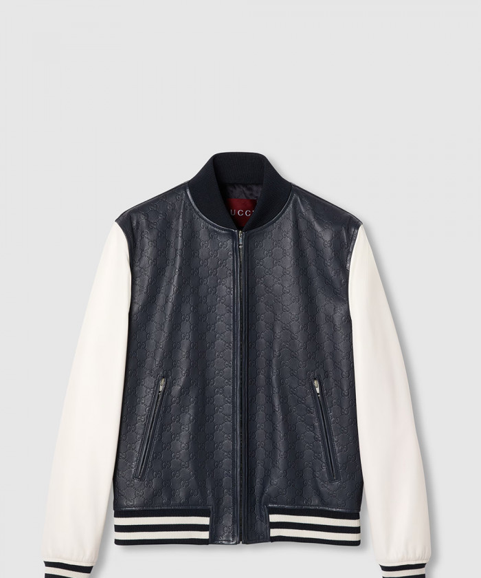 구찌 GG 엠보스 레더 봄버 재킷 787747