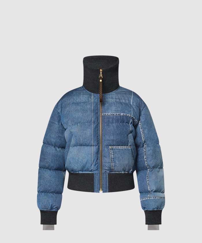 루이비통 데님 프린트 크롭 푸퍼 재킷 1AGBUG