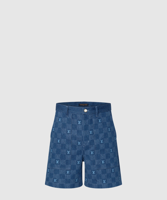 루이비통 엠브로이더드 다미에 데님 쇼츠 1AFVO5