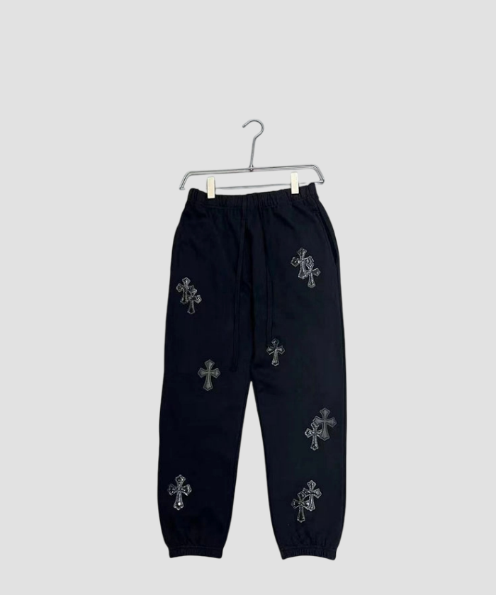 크롬하츠 레더 패치 조거 팬츠