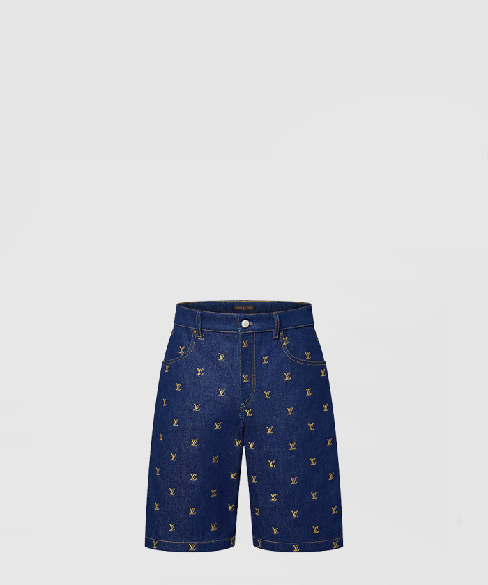 루이비통 엠브로이더드 시그니처 데님 쇼츠 1AFIAJ