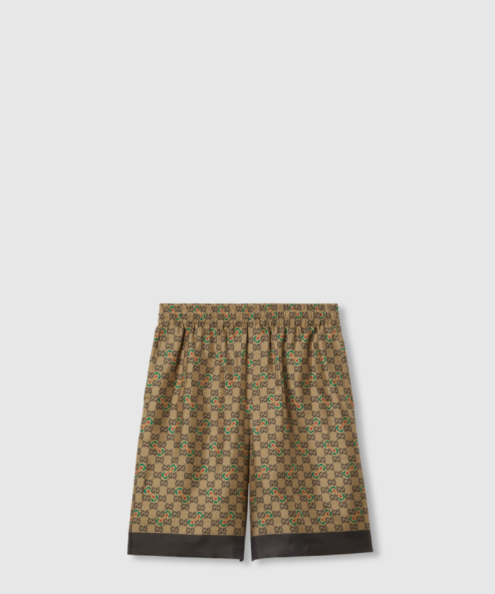 구찌 GG 홀스빗 프린트 트윌 실크 쇼츠 ‎798619