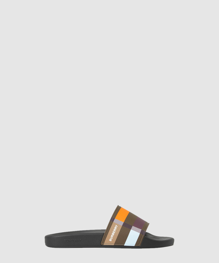 버버리 컬러 블록 체크 슬라이드 80642691