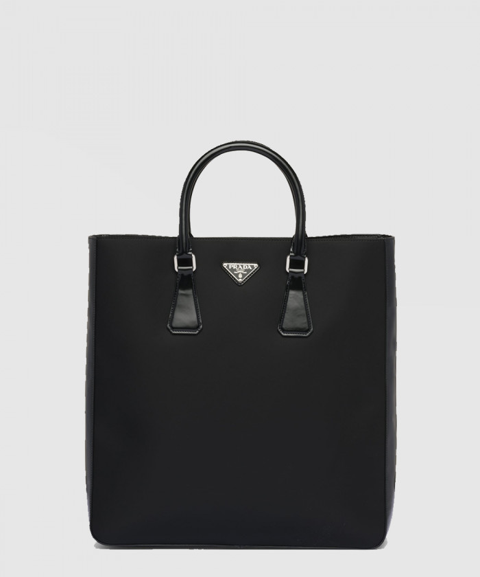 프라다 리나일론 및 브러쉬드 가죽 토트백 2VG115