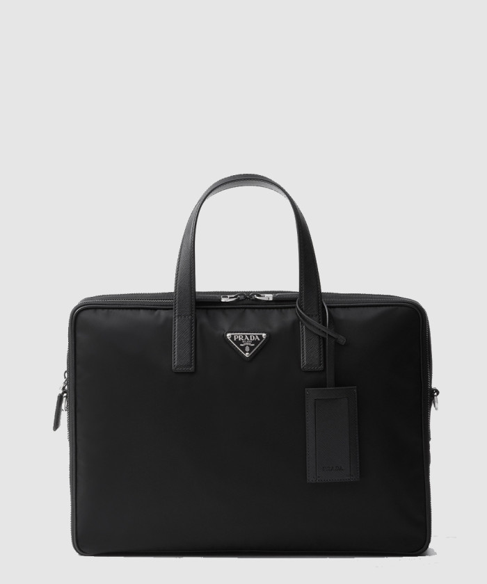 프라다 리나일론 및 사피아노 가죽 브리프케이스 2VE005