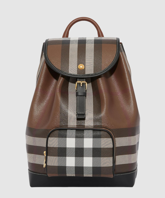 버버리 체크 레더 백팩 80585981